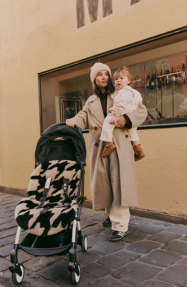 The Pram Puff | Houndstooth Biscuit & Black