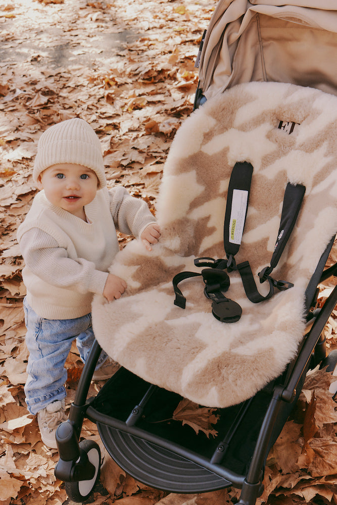 The Pram Puff Houndstooth Biscuit Crème – Mini Motif