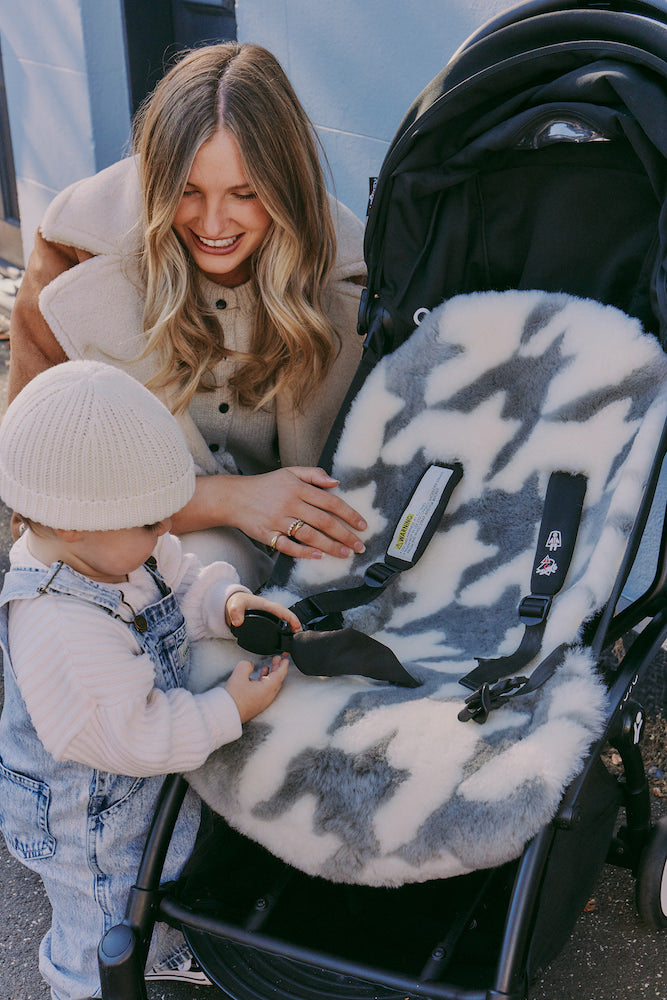 The Pram Puff | Houndstooth Dove & Coconut