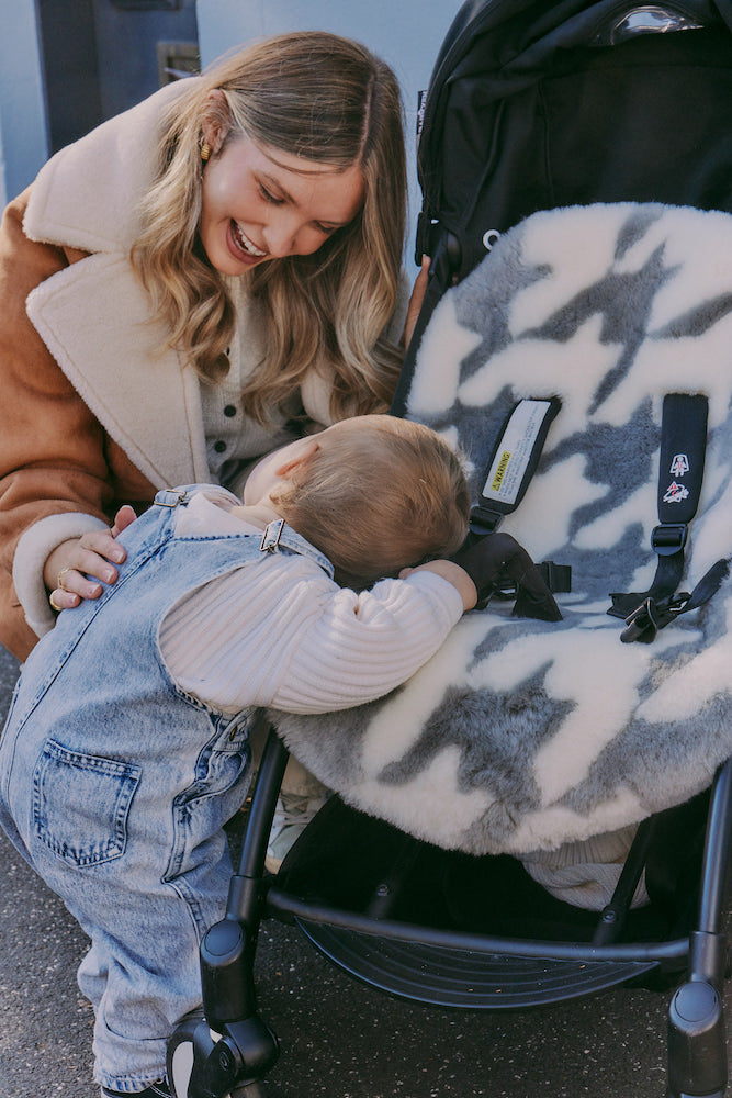 The Pram Puff | Houndstooth Dove & Coconut