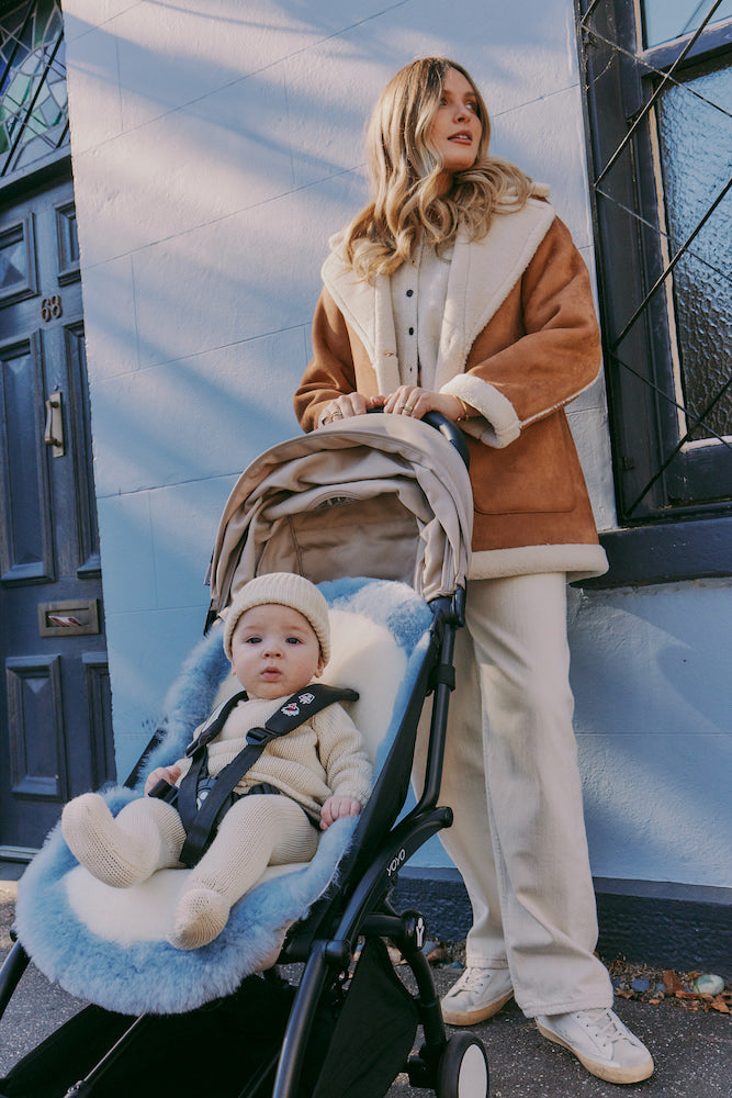 The Pram Puff | Border Powder Blue & Coconut