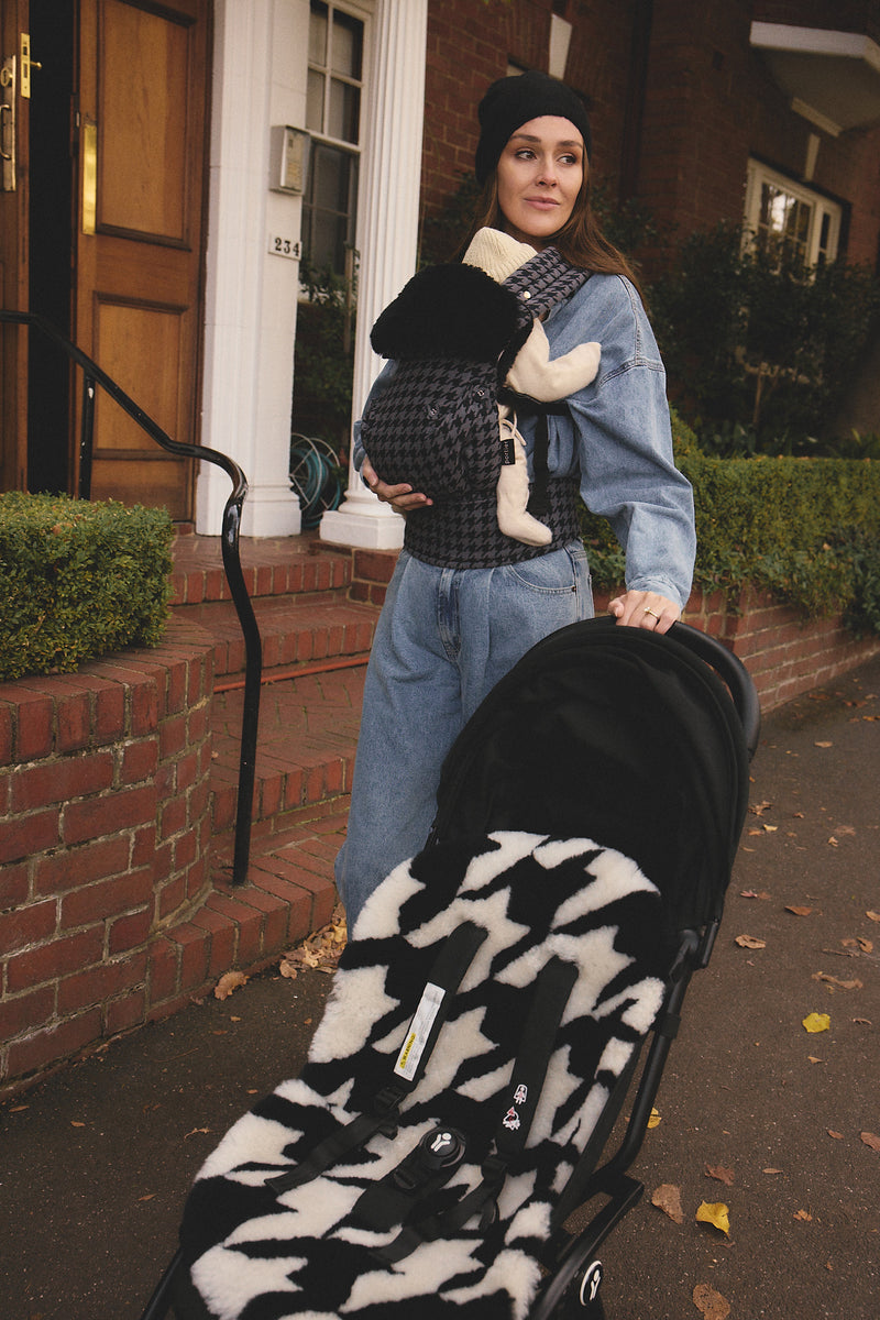 The Pram Puff | Houndstooth Black & Cloud