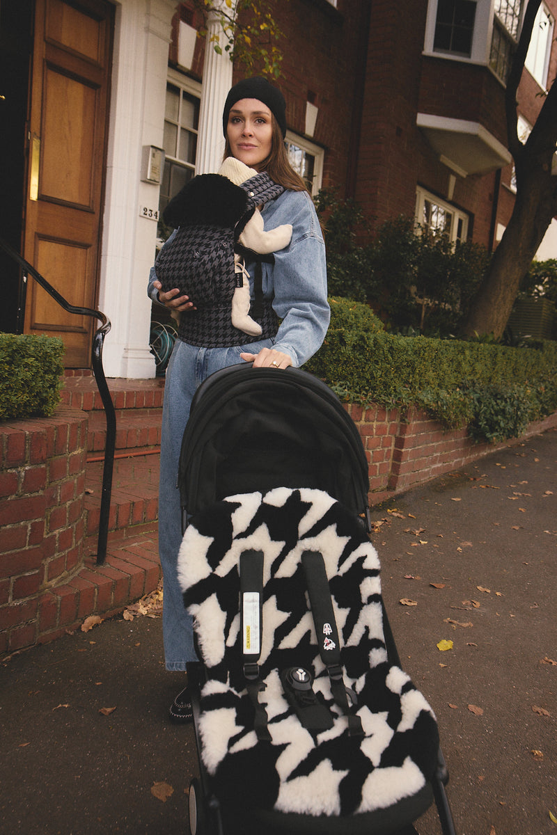 The Pram Puff | Houndstooth Black & Cloud