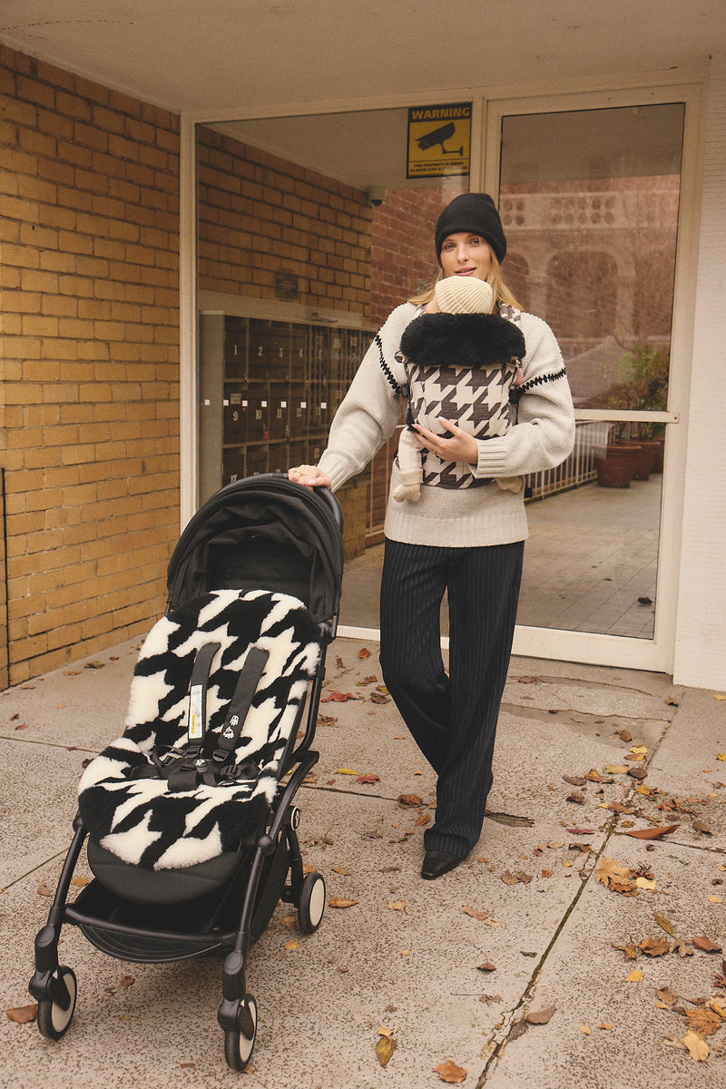 The Pram Puff | Houndstooth Black & Coconut