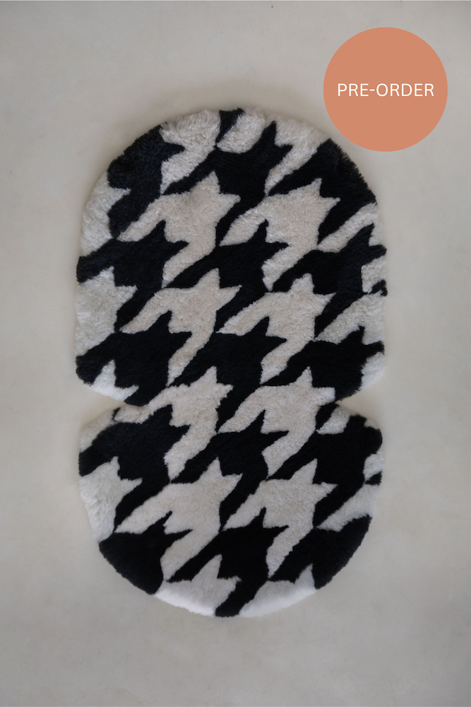 The Pram Puff | Houndstooth Black & Cloud
