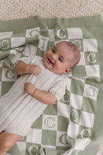 The Initial Check Blanket | Sage & Fresh White