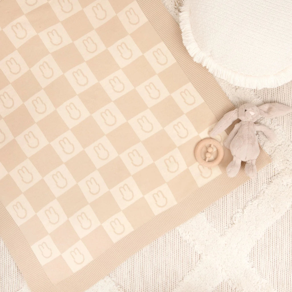 Mini Motif x Bunnie Caddie Collab Blanket | Sage & Fresh White