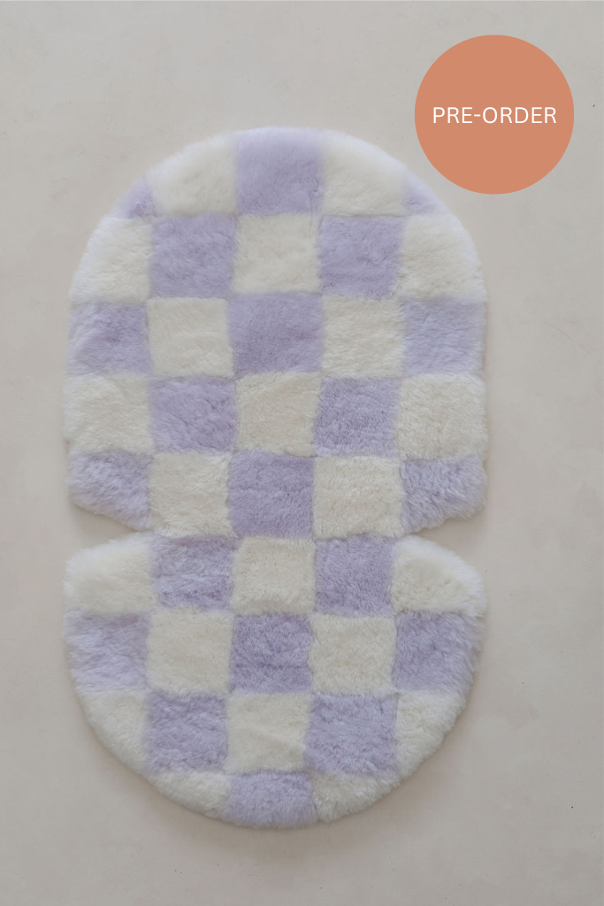 The Pram Puff | Check Lilac & Coconut