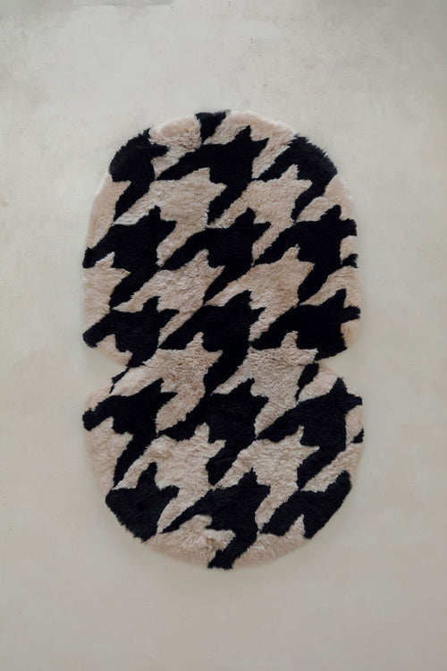 The Pram Puff | Houndstooth Biscuit & Black