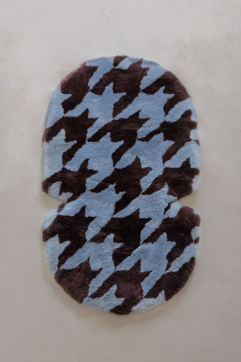 The Pram Puff | Houndstooth Chocolate & Powder Blue
